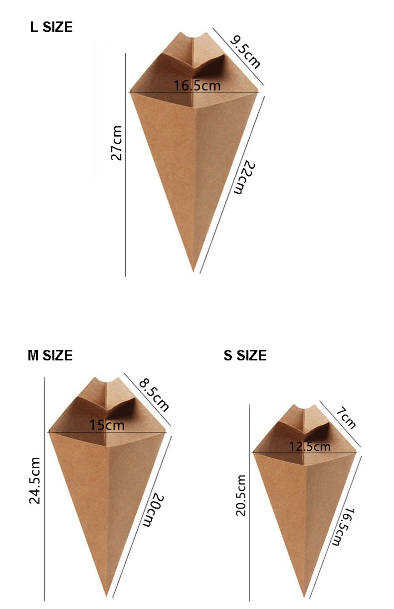 Cone Fries Paper Packaging Box
