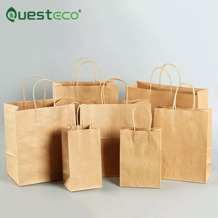 Eco-friendly Foldable Reusable Kraft Paper Bags