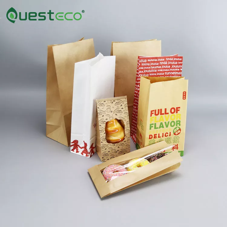 Oil Proof White Brown Kraft Paper Bread Bag