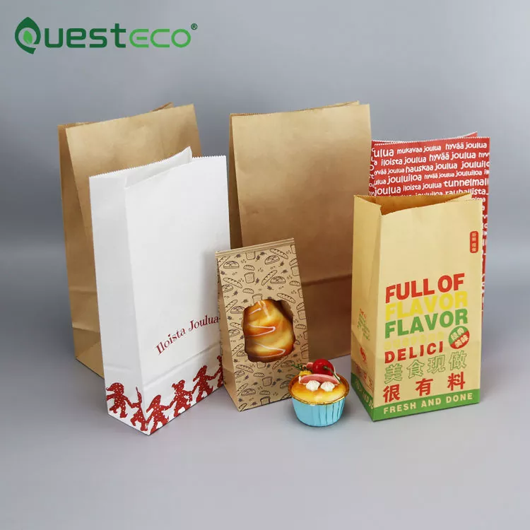 Oil Proof White Brown Kraft Paper Bread Bag
