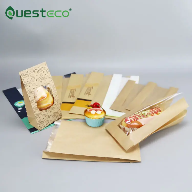 Oil Proof White Brown Kraft Paper Bread Bag
