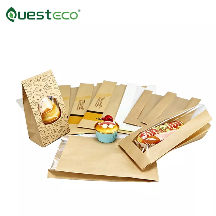 Oil Proof White Brown Kraft Paper Bread Bag